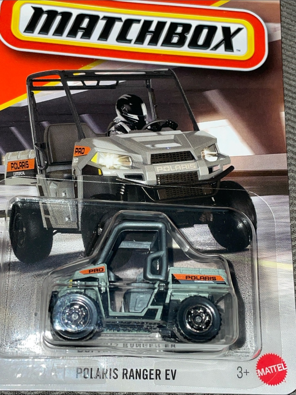 Matchbox Polaris Ranger EV Toy - Silver and Black Mini UTV